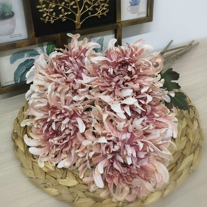 Искусственные цветы в Воронеже | Цветок искусственный «Хризантема», персиково-розовая, одиночный