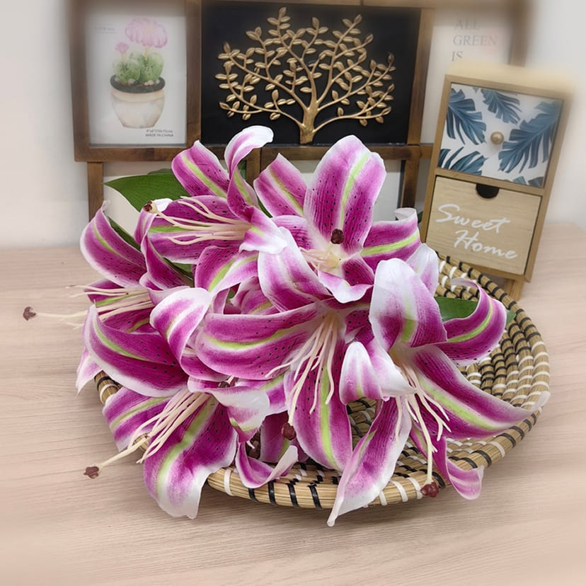 Искусственные цветы в Воронеже | Цветы искусственные «Лилии крупные», розово-сиреневые, букет