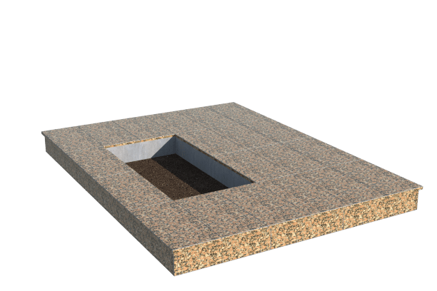 Площадки на могилу в Воронеже | Площадка с вертикальной (15 см) облицовкой Южно-султаевским гранитом (под цветник)