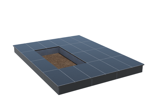 Площадки на могилу в Воронеже | Площадка с вертикальной (15 см) облицовкой гранитом Габбро (под цветник)