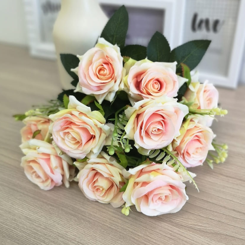 Искусственные цветы в Воронеже | Цветы искусственные «Розы острые», розовато-молочные, букет