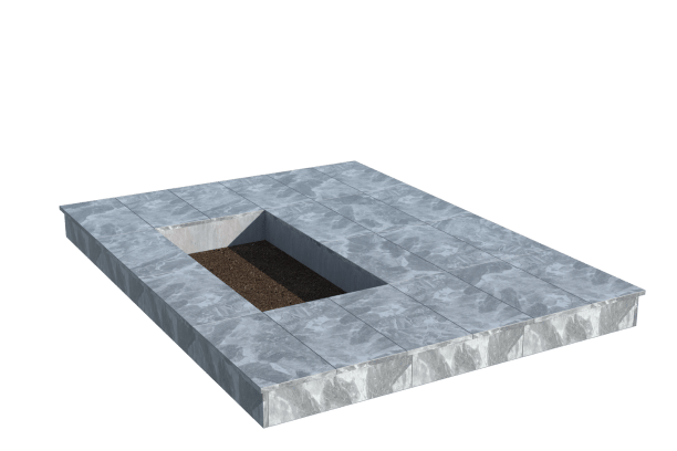 Площадки на могилу в Воронеже | Площадка с вертикальной (15 см) мраморной облицовкой (под цветник)