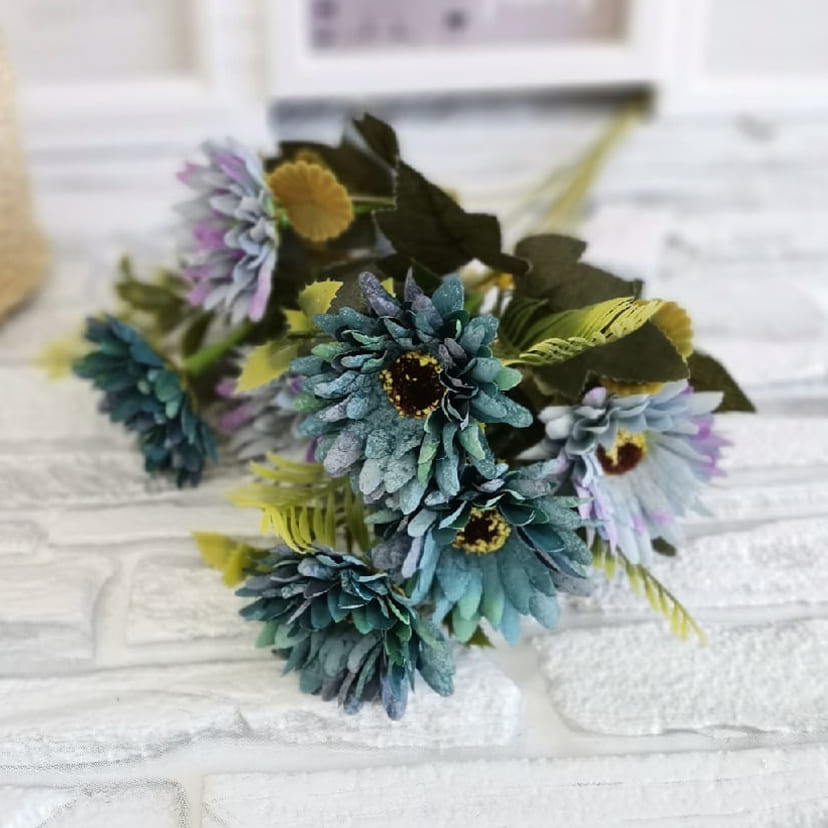 Искусственные цветы в Воронеже | Цветы искусственные «Ромашки», фиолетово-голубые, букет