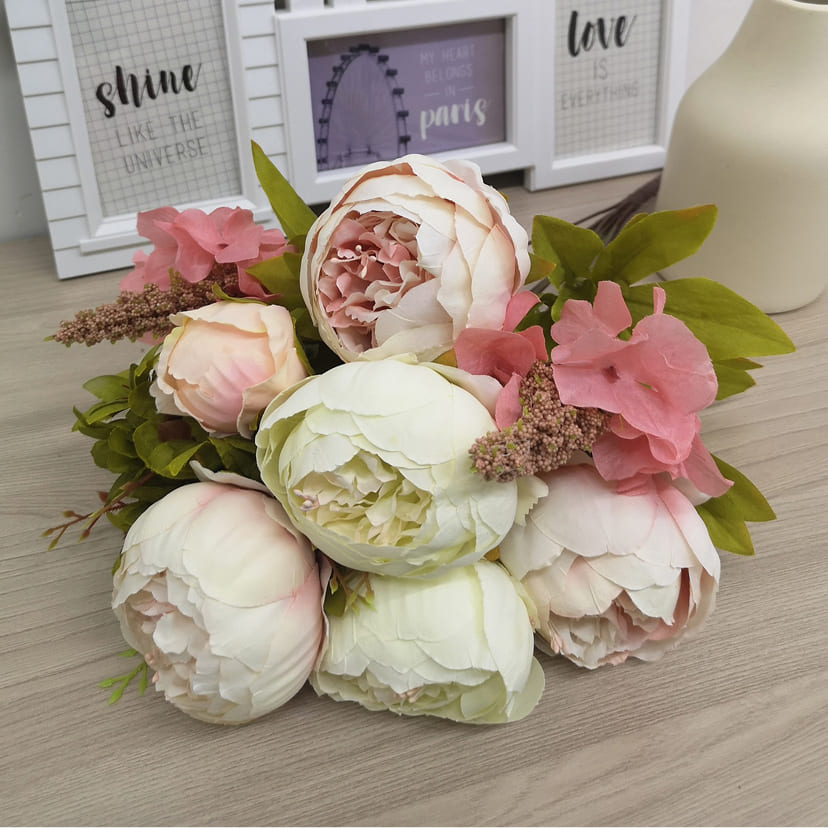 Искусственные цветы в Воронеже | Цветы искусственные «Пионы», молочно-розовые, букет