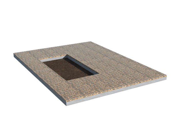 Площадки на могилу в Воронеже | Площадка с облицовкой Южно-Султаевским гранитом (под цветник)