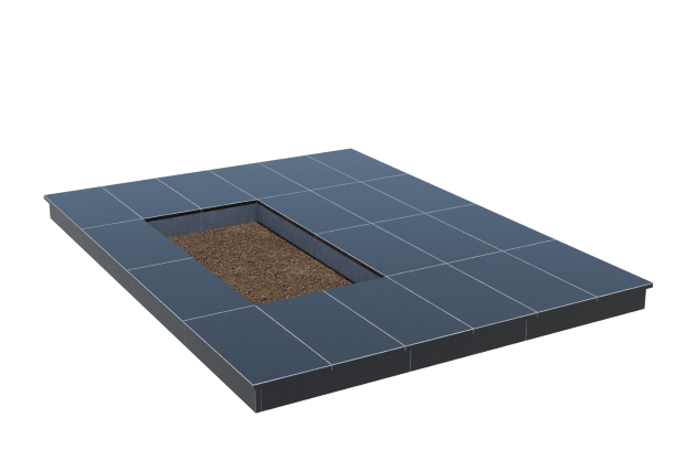 Площадки на могилу в Воронеже | Площадка с вертикальной (10 см) облицовкой гранитом Габбро (под цветник)