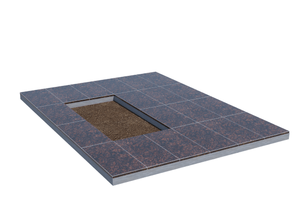 Площадки на могилу в Воронеже | Площадка с облицовкой Дымовским гранитом (под цветник)